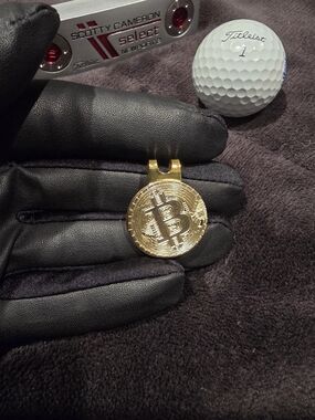 Gold Bitcoin Golf Ball Marker Clip